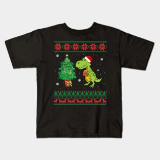 T-rex Merry Xmas Ugly Christmas Kids T-Shirt